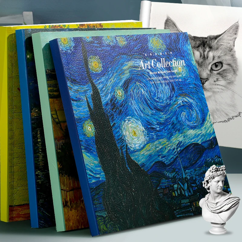 

20k Sketchbook Van Gogh Oil Painting Style Painting Picture Book Square Art Blank Paper
