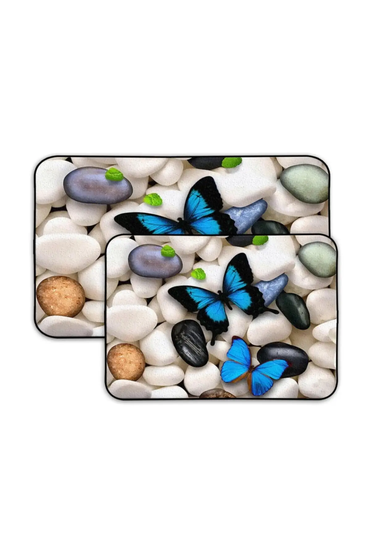 

Blue butterfly 2li 3d patterned toilet set with pebble blue