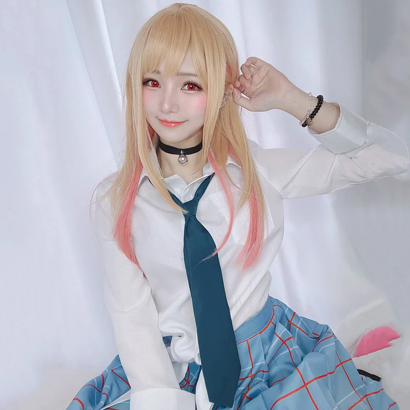 

Kitagawa Marin Stain Gradient Cosplay Wig Anime My Dress Up Darling Cosplay Golden Pink My Dress Up Darling Wigs Hair