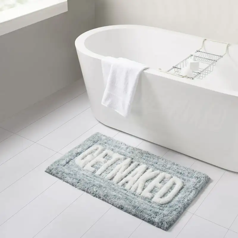 

Get Naked Typography Teal Bath Rug, 20” x 32"
