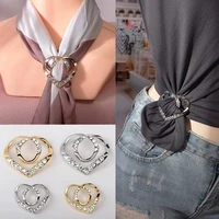 heart shape brooches crystal brooch pins for women girls fashion scarf buckle holder simulated pearl silk shawl buckle clip