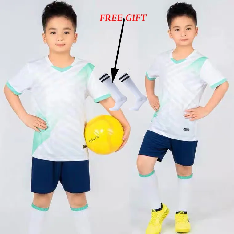 Boys Football Jersey tracksuit Child Soccer Sports Uniforms Kids Play Ball Sportswear Kits vest children's football suit Socks