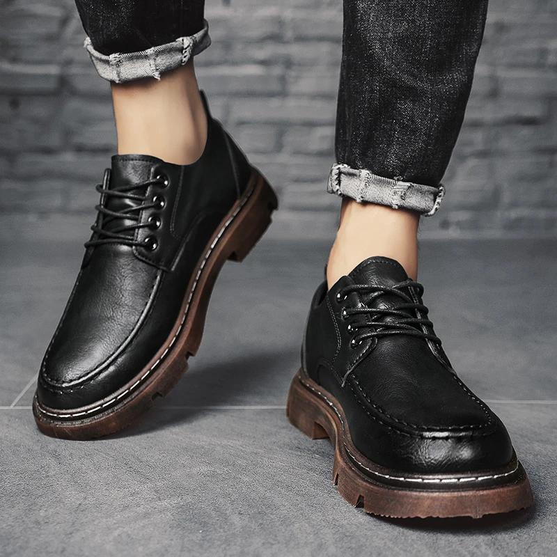 Мужская кожаная обувь осенняя дышащая деловая мужская для гостей повседневная с
