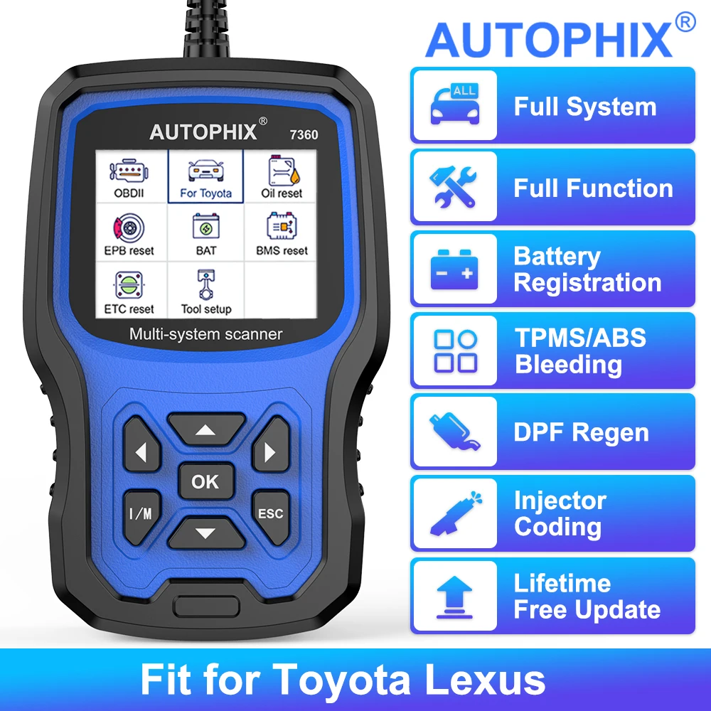 Автомобильный сканер AUTOPHIX 7360 OBD2 для Toyota считыватель кодов всех систем ABS EPB SRS OIL