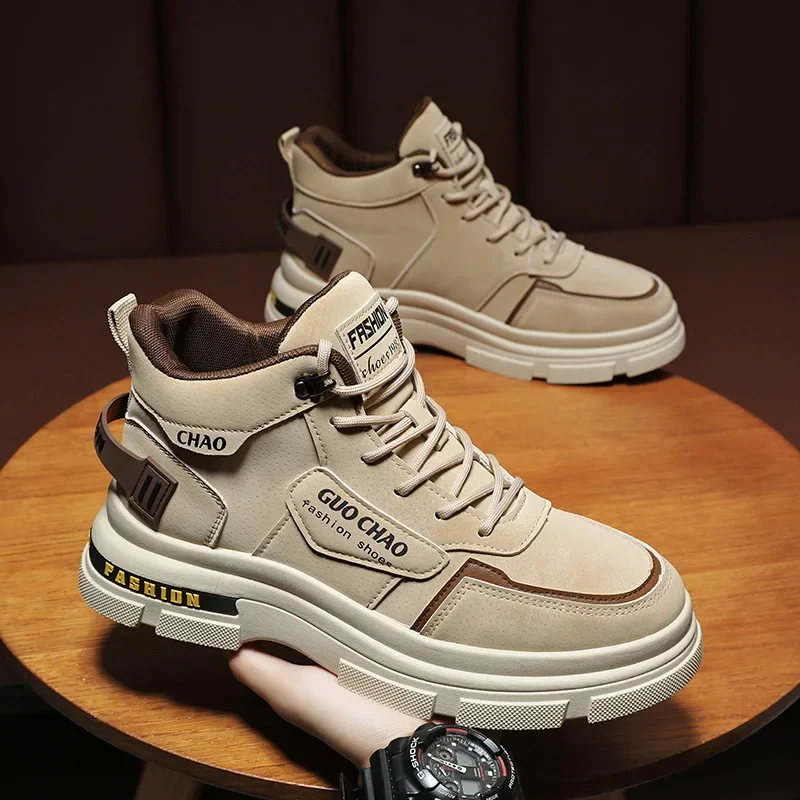 Мужские повседневные кроссовки удобные высокие ботильоны высокого качества