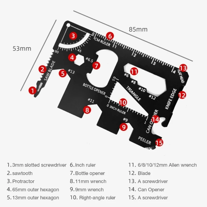 15 в 1 кредитная карта из нержавеющей стали многофункциональный инструмент для