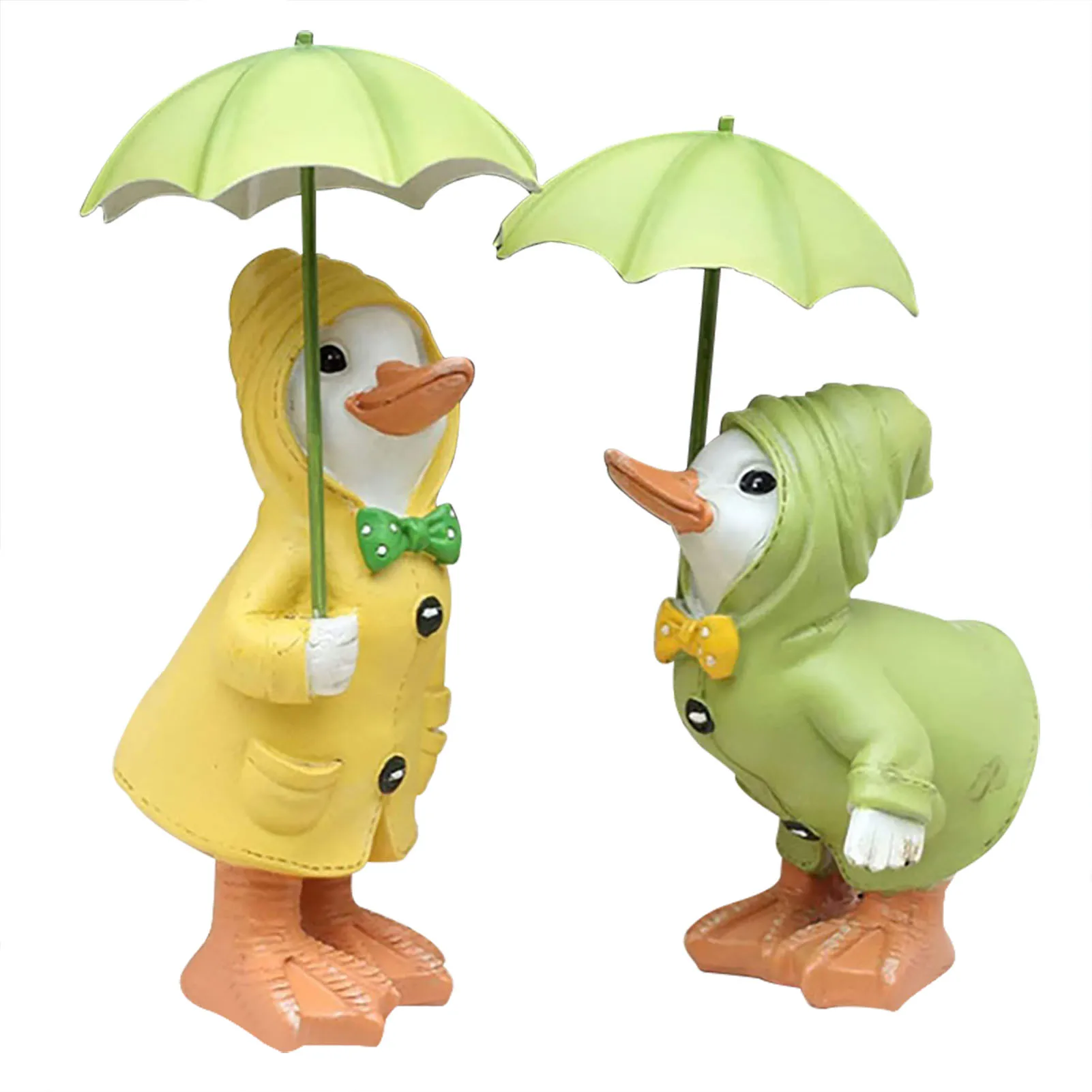 

1pcs Umbrella Couple Duck Statue Resin Garden Ornaments Cartoon Art Animal Sculpture Outdoor Landscape Pond Yard Lawn Decoration