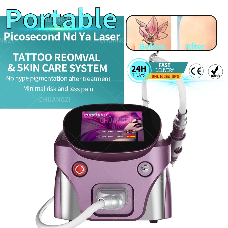 

Purple Picosecond Laser effective Tattoo Remove Nd Yag Laser Anti Pigmentation Device Skin Whitening Freckle Four Wavelengths