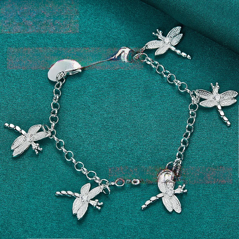 Браслеты из стерлингового серебра 925 пробы для женщин и мужчин бабочки ручной