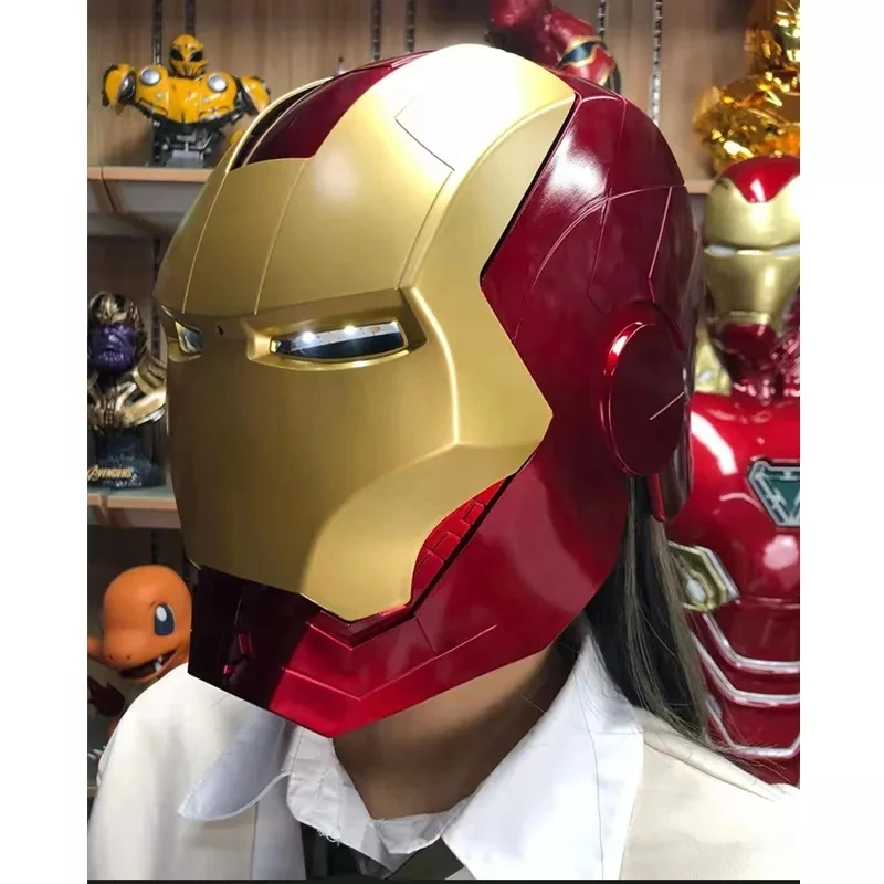 

65cm Marvel Avengers Iron Man Helmet Gloves Cosplay 1:1 Light Led Ironman Mask PVC Action Figure Toys Child Adult Birthday Gift