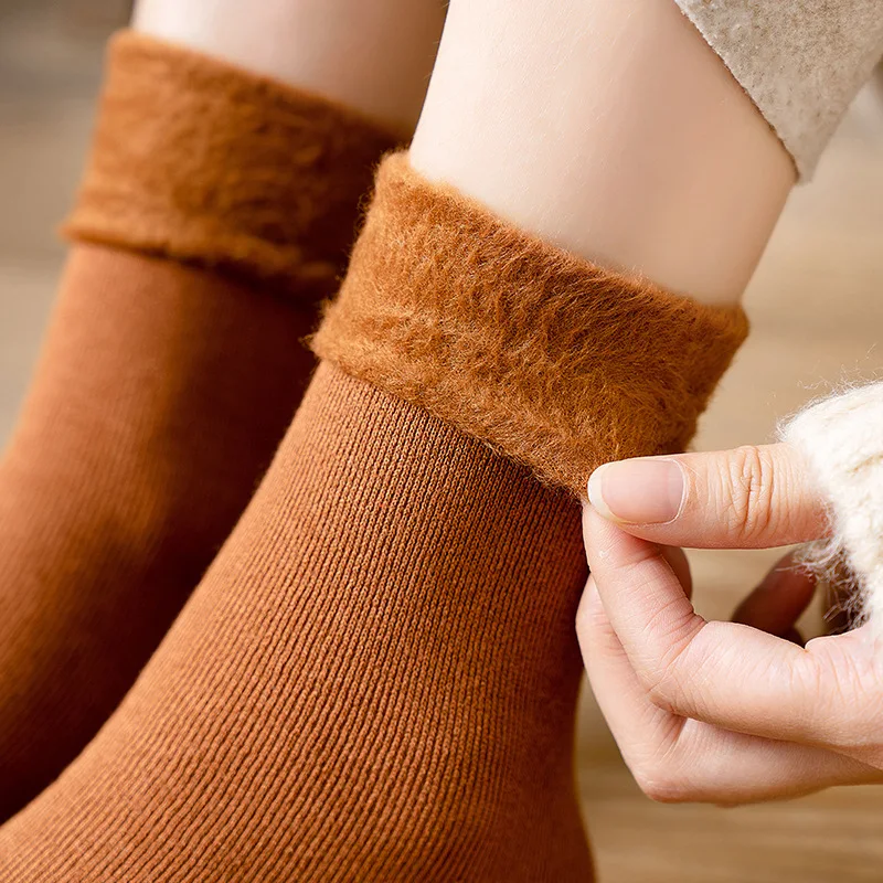 

Женские утепленные носки осень-зима плюс бархатные носки однотонные зимние теплые носки для снега носки Джокер высокие носки для пола