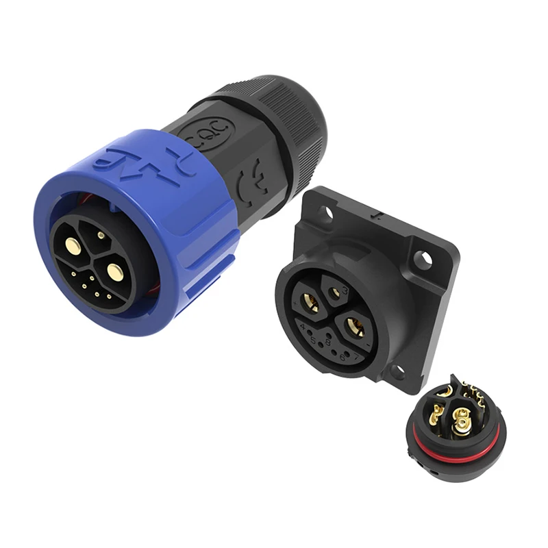 

Открытый M23 2 + 1 + 5 самоблокирующийся водонепроницаемый разъем для зарядки IP67 Мужской Женский сигнал Встроенный сварной провод Разъем для аккумулятора