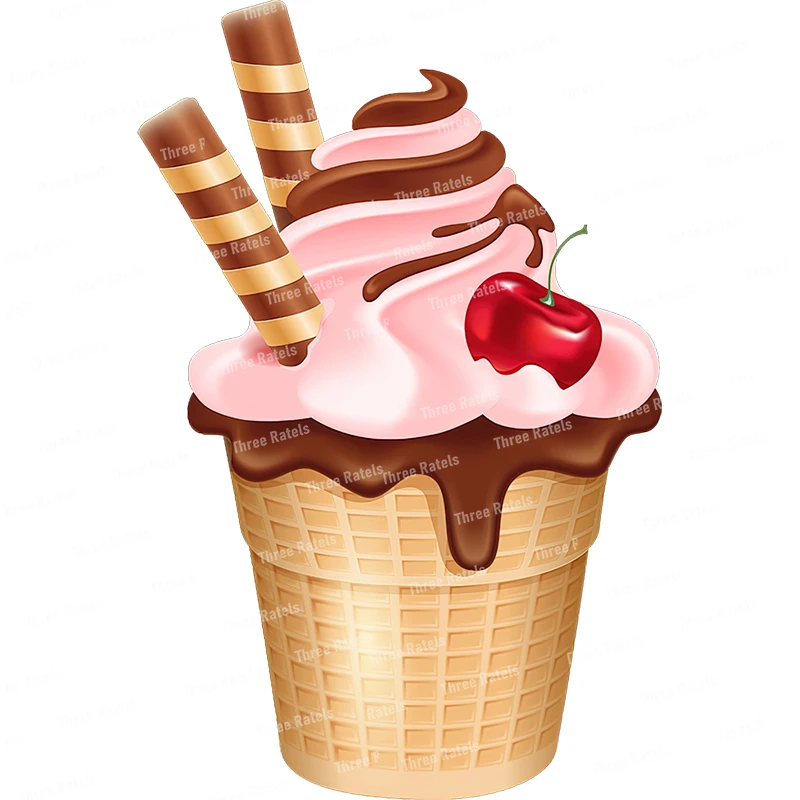 Милый Летний мороженое Three Ratels CP23 десертный магазин наклейки из ПВХ настенные