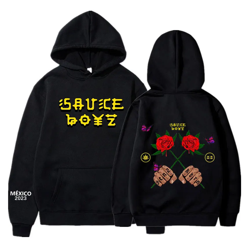 

Rapper Eladio Carrion Hoodie Sauce Boyz Music Album Print Hoodies Men Women Long Sleeve Oversized Sweatshirt Hip Hop Streetwear