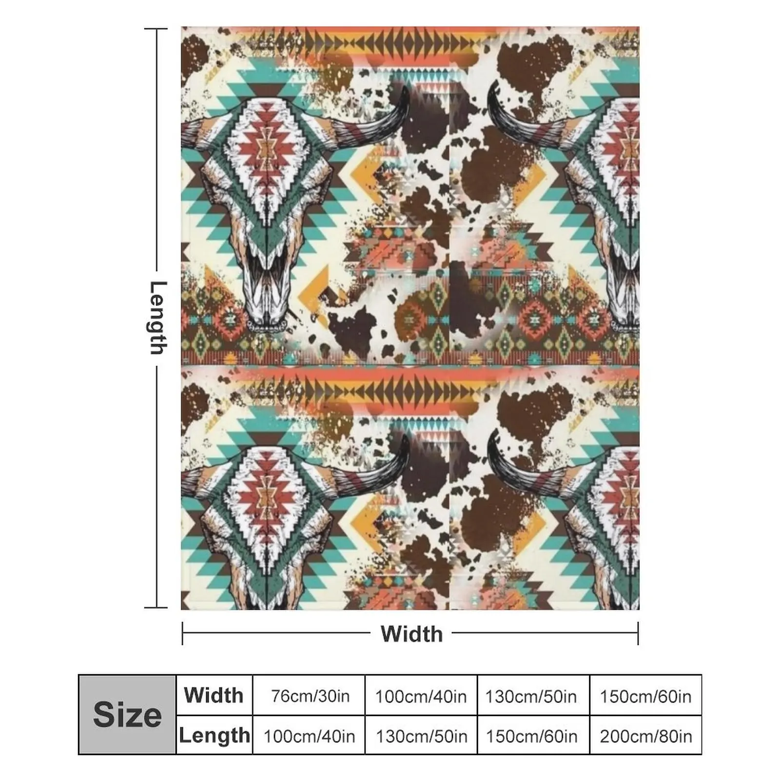 Ацтекское одеяло с принтом коровы и черепом быка летнее постельное белье мягкие