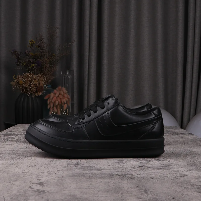 

Классические мужские ботинки Rick, женские повседневные кроссовки, высокие уличные черные кожаные низкие ботинки RO Owens на толстой подошве, высокое качество