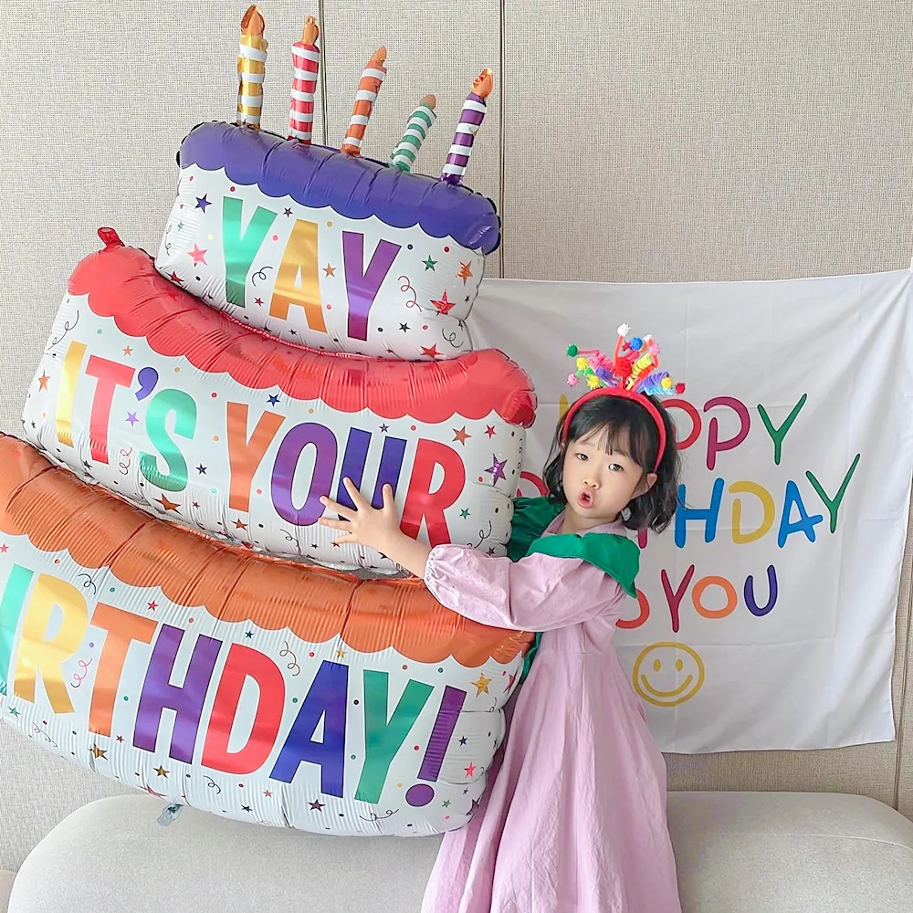 YAY 3 Layer Candle Cake Balloons Aluminum Foil Balloon Boy Girl Birthday Party Decoration Kids Toy Globos Event Party Supplies