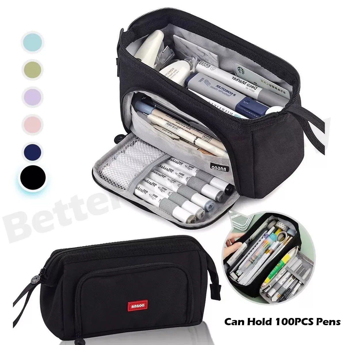 

Large Capacity Pencil Case Bag Canvas Pen Pouch Kawaii Organizer Korean for Girls School Office Supplies Accessories Stationery