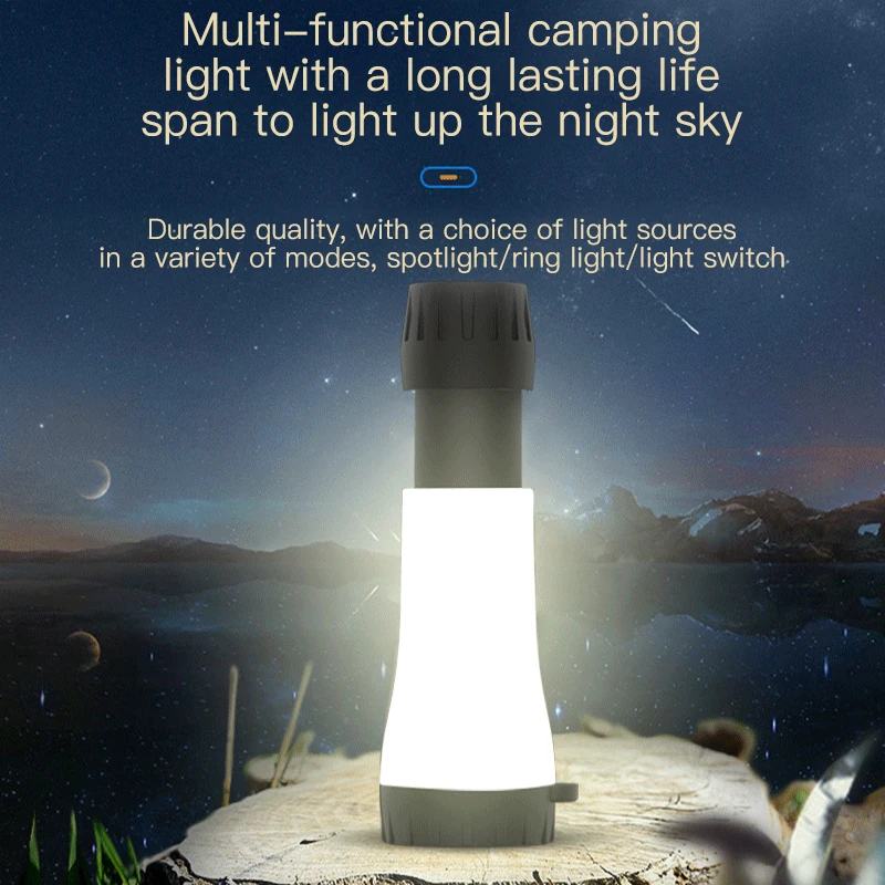 

Camping Lantern Flashlight Tail With Portable Hook Outdoor Multi-function Lighting Strong Light Small Flashlight Outdoor Tools