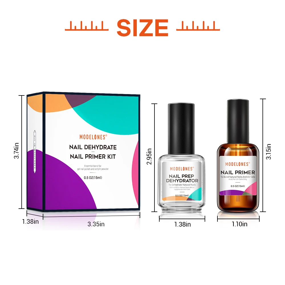 Modelones 2 шт./коркоркоркор. Prep Step Nail Dehydrate набор праймеров 15 мл быстросохнущее