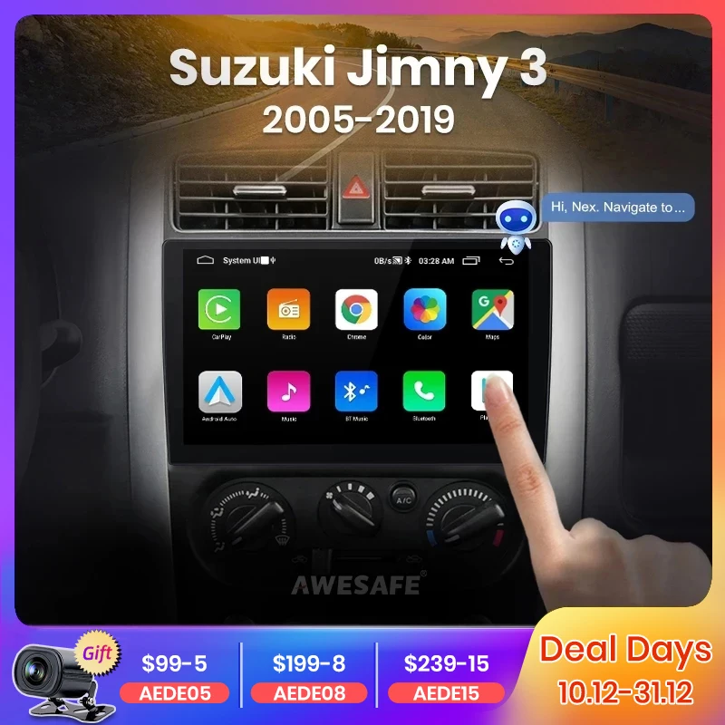AWESAFE 2дин магнитола для Suzuki Jimny 3 2005 - 2019 2007 8-ЯДЕР 8 + 256ГБ Штатная 2 din android DSP RDS FM DAB+