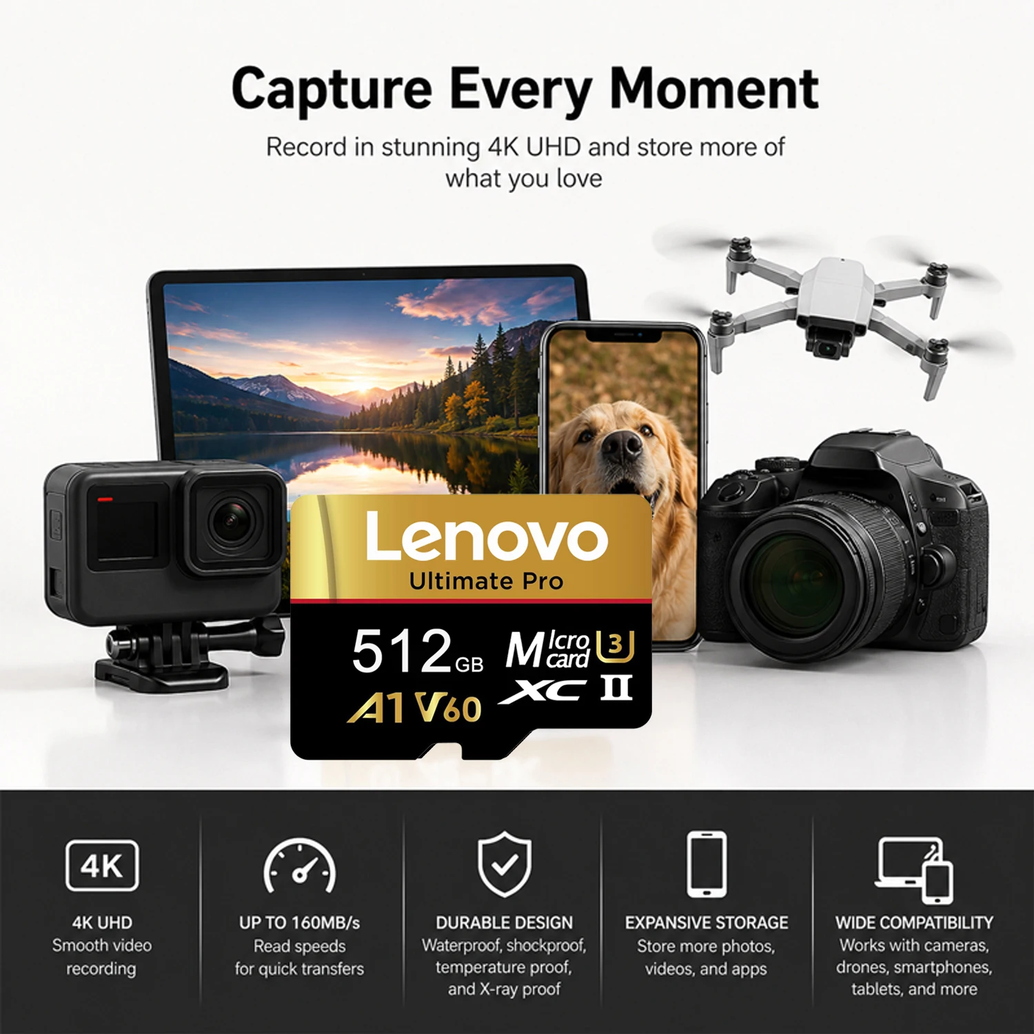 Оригинальная карта памяти Lenovo High Endurance Micro SD V60 U3, поддержка 4K Full HD, TF-карта 512 ГБ, совместима с Nintendo Switch и камерами. (art.: 3920dcf93c177) - 3920dcf93c177