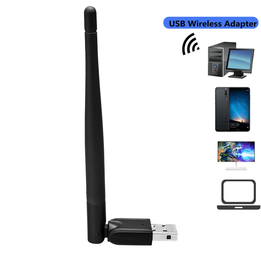 

150Mbps USB WiFi Adapter 2.4G Wireless Network Card MT7601 802.11 b/g/n Ethernet WiFi Dongle LAN Adapter with Rotatable Antenna