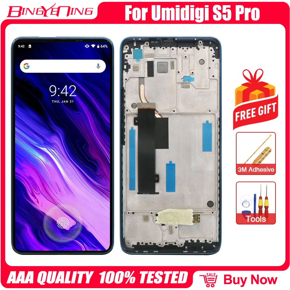 

, 100% New AMOLED 6.39 inch Touch Screen+2340x1080 LCD Display Assembly Replacement For UMI umidigi S5 Pro Android 10.0 Phone