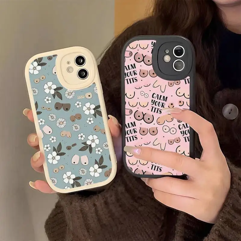 

Boobs Art Print Phone Case for iPhone 13 12 11 14 Pro Max Xs X Xr 7 8 Plus Se 2022 Hard Leather silicone Cover
