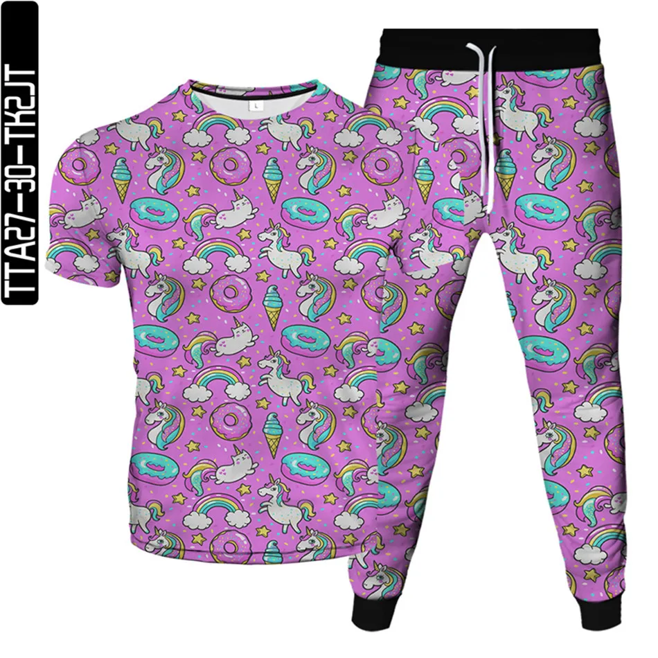 Мужской спортивный костюм Cartoon Food Dount Unicorn Cloud Rainbow Ice Cream Star из полиэстера