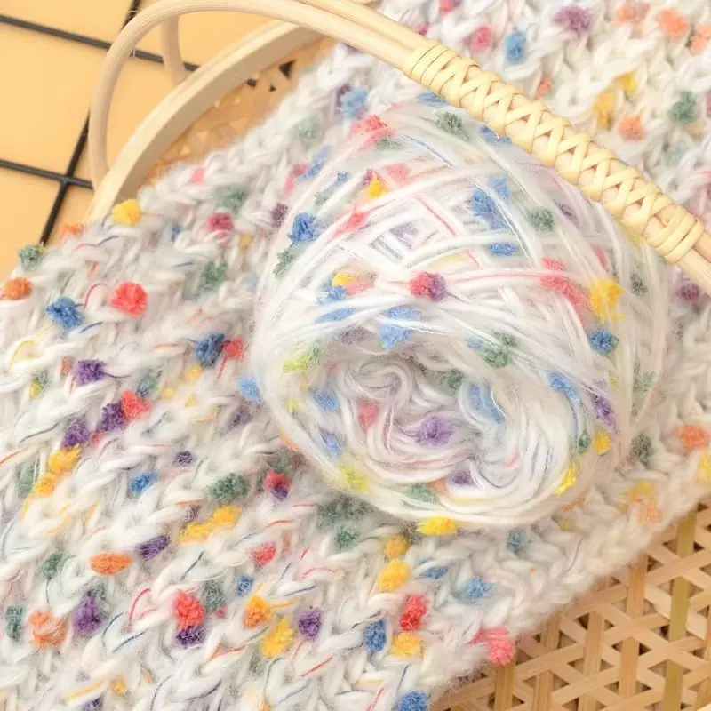 

50g Rainbow Wool Yarn Colorful Mohair Yarn Blended Icelandic Wool Cotton Yarn for Hand Knitting and Crochet Hat Scarves Socks