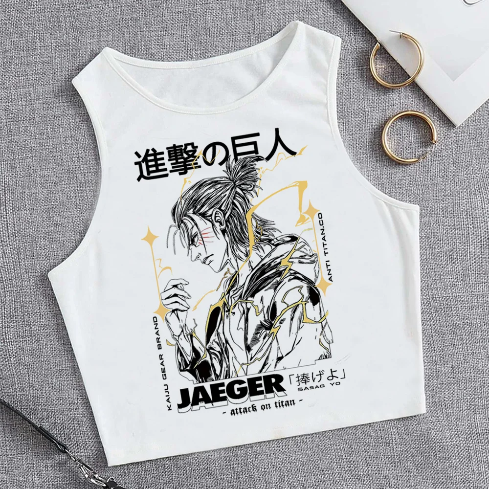 

Женский винтажный кроп-топ с принтом «атака на Титанов»