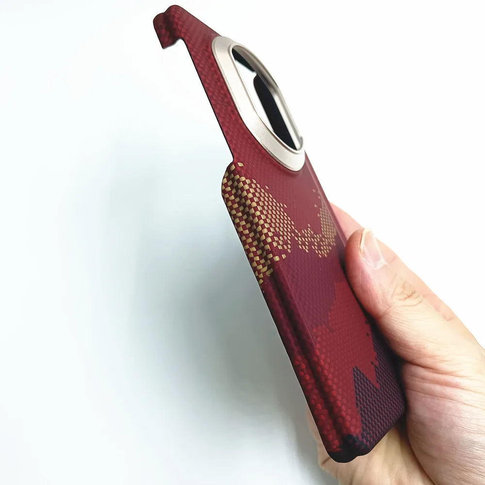 Фото Оригинальный магнитный чехол из арамидного углеродного волокна для Huawei Mate X7 MateX7 с двойным шарниром, тонкая задняя крышка с центральной осью и поддержкой MagSafe №5