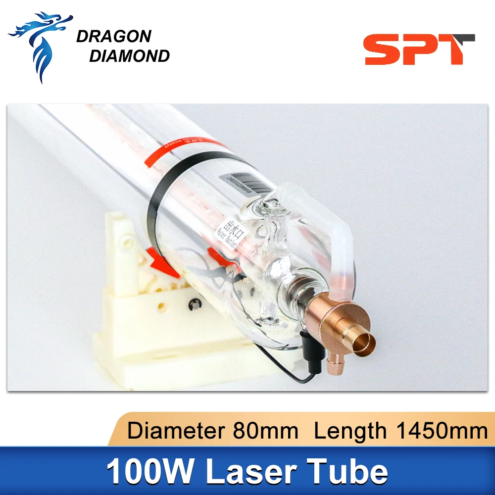 100-130W Co2 Laser Tube SPT C100 Dia. 80mm Length 1450mm For 100-130W Co2 Laser Power Supply For Laser Engraver Cutting Machine