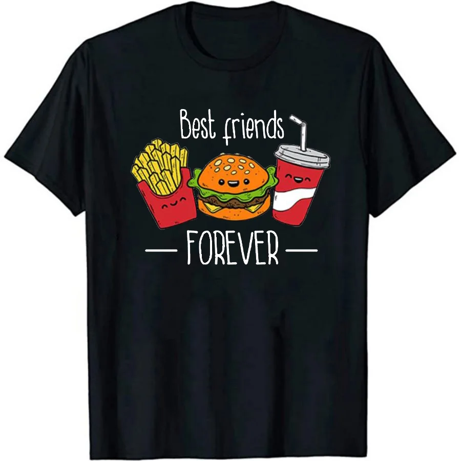 

Funny Women French Fries Hamburger Print T Shirts Women 90s Cute Top Sister T-shirt Best Friends T Shirt Female Graphic Tees