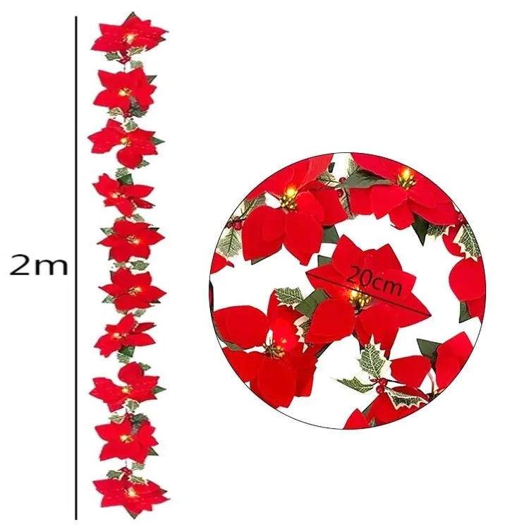 Рождественская сказочная гирлянда искусственные цветы украшения для помещений