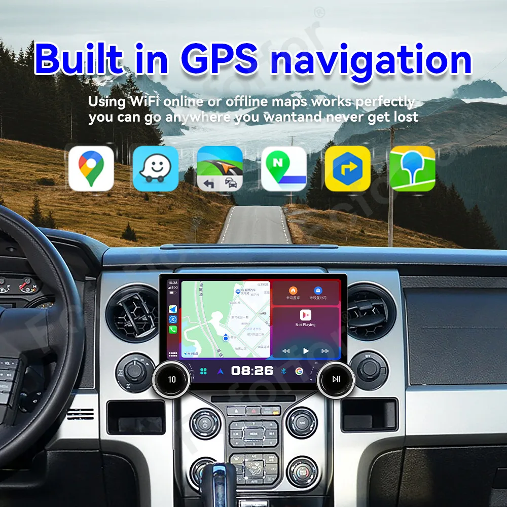 Фото Автомагнитола Android 15 с ультрабольшим сенсорным Full HD дисплеем 11,5 дюймов, беспроводным CarPlay и GPS-навигацией для Ford F150 Raptor 2009-2014 №3