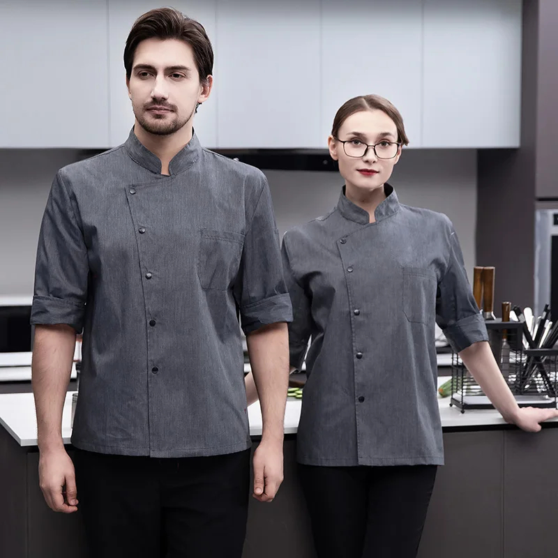 

Hotel Catering Restaurant Seven Quarter Sleeve Master Chef Uniform Shirt Men Women Bakery Cafe Kitchen Jacket Waiter Workwear