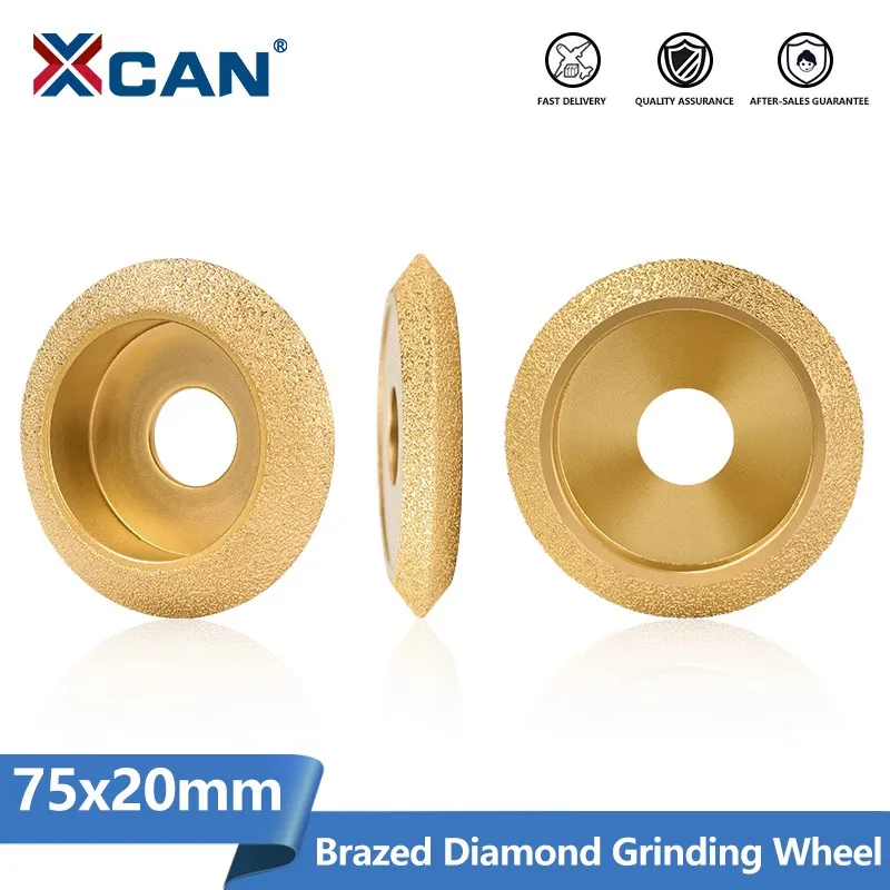 

XCAN Diamond Brazed Grinding Wheel Fit Angle Grinder Dry Vacuum V Type Edging Grinding Disc Bore 20mm Diameter 3inch 75mm