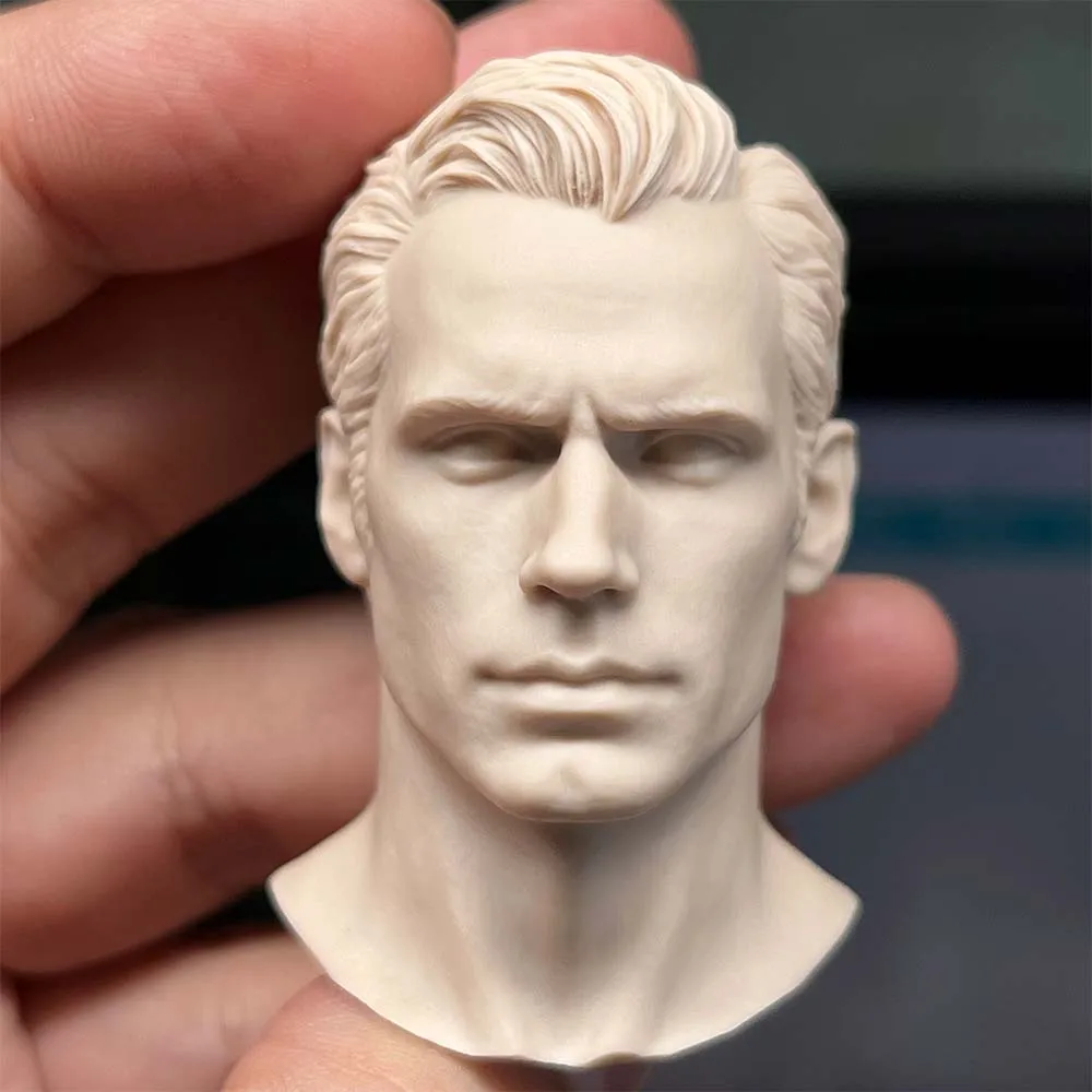 

Henry Cavill Hero Male Head Carving UnPainted Long Neck Actor Star 1/6 Soldier Model for 12'' Action Figure Body Doll Toys