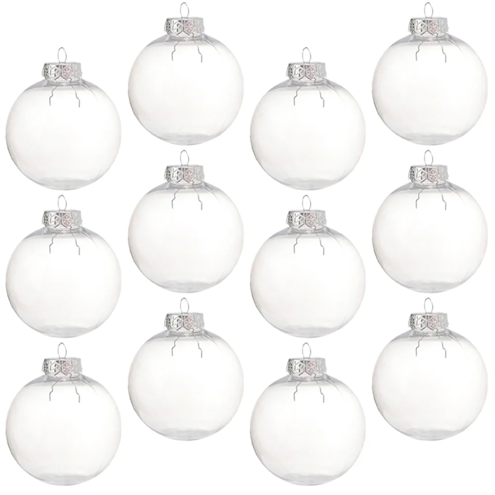 

14Pcs Christmas Clear Baubles to Fill Xmas Tree Baubles Clear Fillable Plastic Empty Bauble