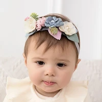 newborn cute new princess kids headwear mesh pearl flowers hairband for baby toddler girls hair accessories protection halomen