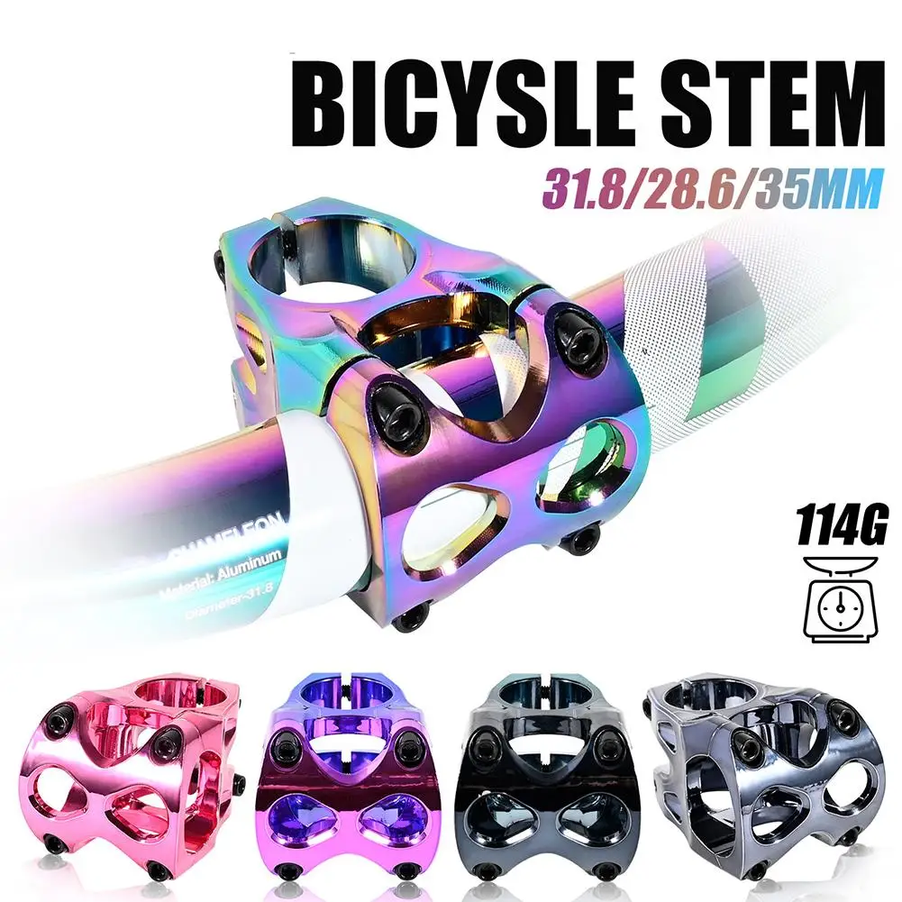 

35mm Colorful Bicycle Stem Hollowed Out Aluminum Alloy Mountain Bike Handlebar Riser Handle Power Bicycle Accessories