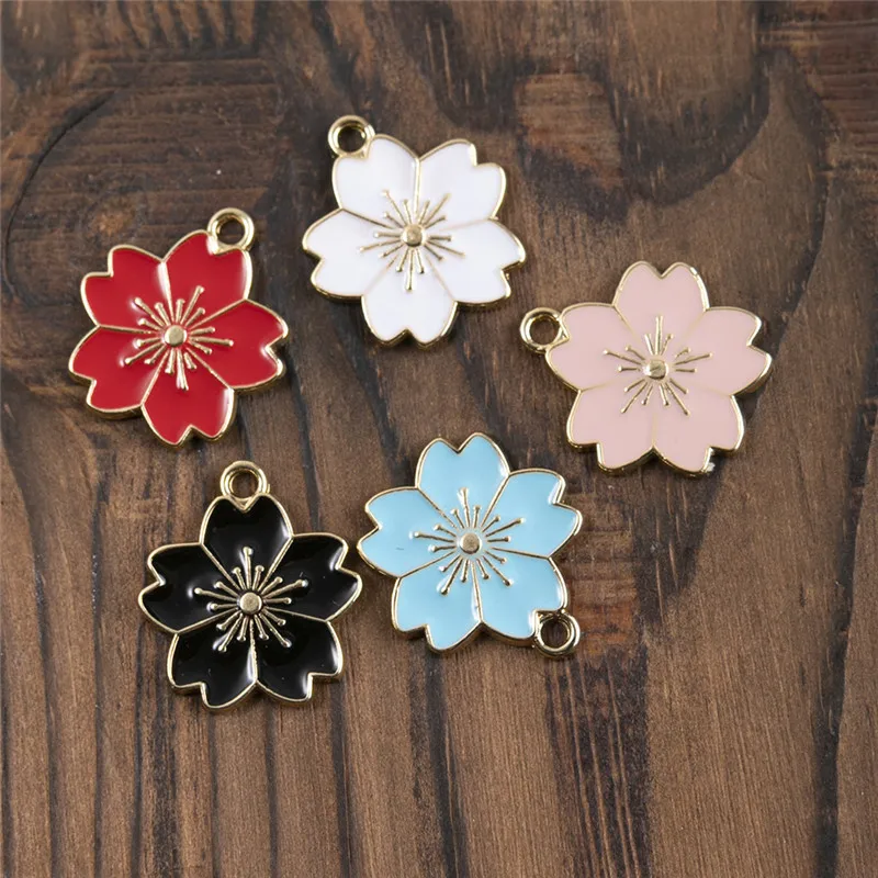 

10pcs/lot 18*20mm Colorful Enamel Flower Charms Pendants DIY Earrings Bracelets Crafts For Women Jewelry Making Accessories