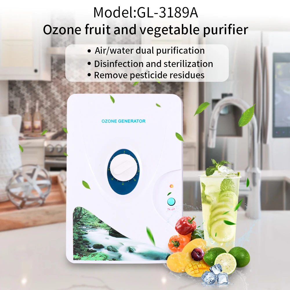 

DropshippinPortable Air Purifier Home Deodorizer Ozone Ionizer Generator Water Purifier fruits and vegetable washer