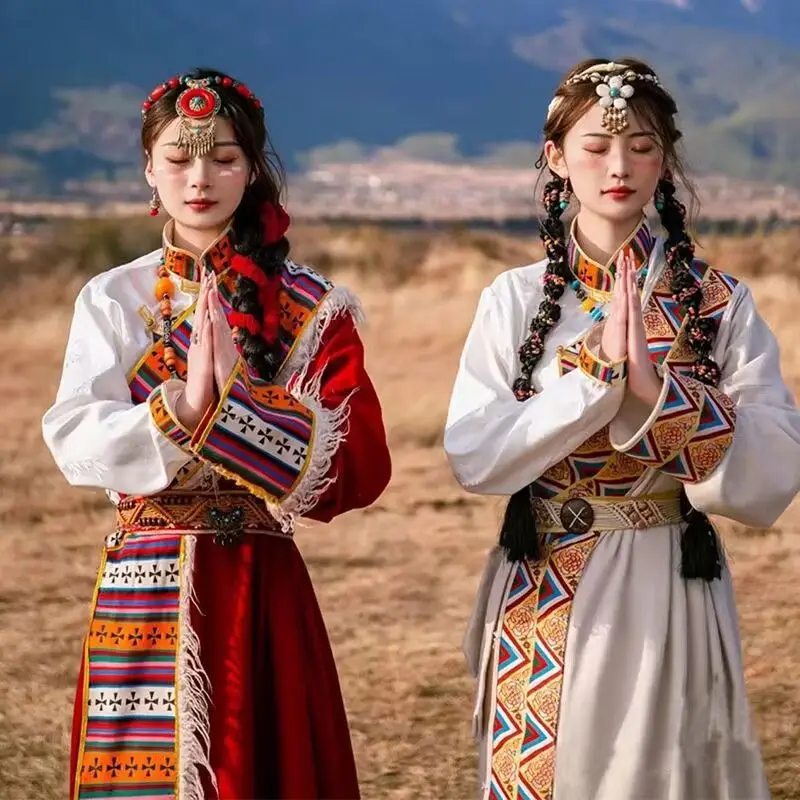 Женский тибетский халат Xizang из полиэстера