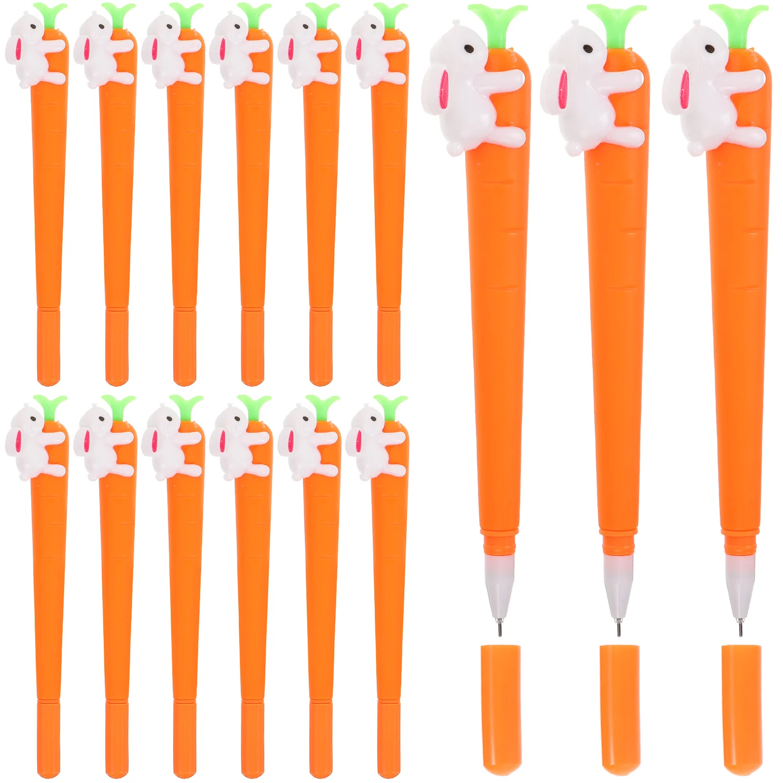 

15 Pcs Bulk Black Pens Carrot 05mm Gel Ink Stationery Rabbit Pattern Bunny Note Taking Adorable Student
