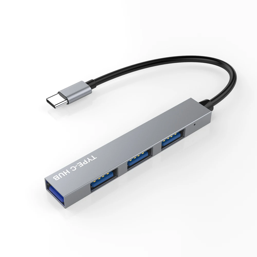 

Super Slim Grey Silver Splitter Aluminum Type C To USB 2.0 Hub 4 Ports Usb Hub