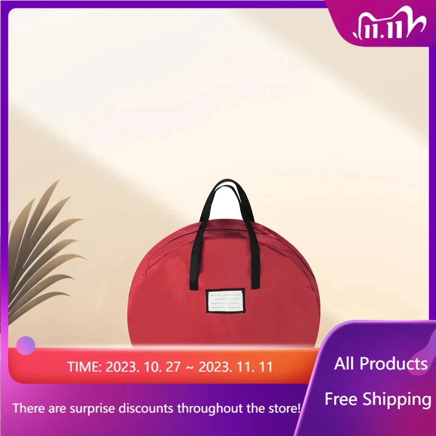 

30-inch Christmas Wreath Storage Bag with Carrying Handles (Red)