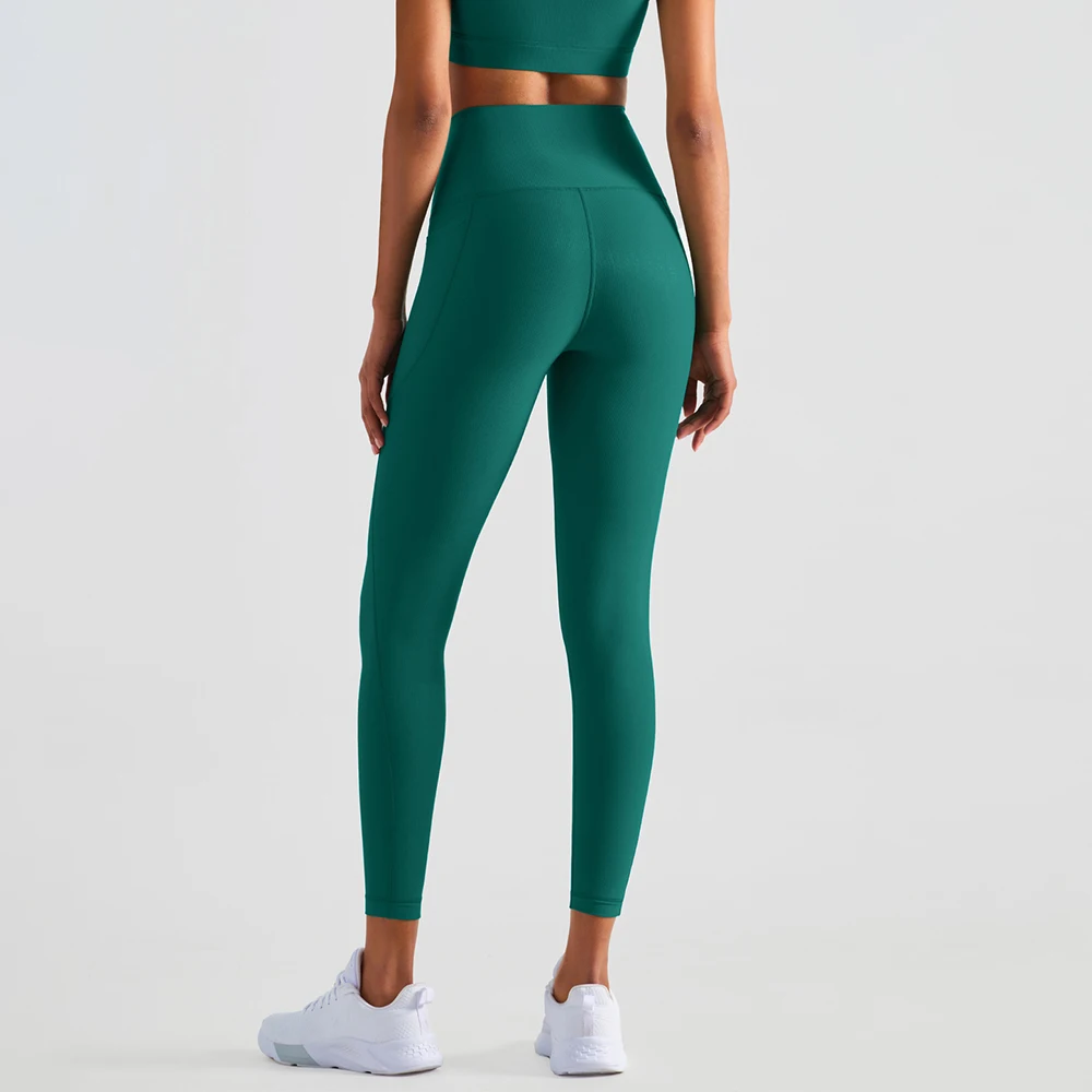 Yoga Pant Women Ribbed Leggings Gym Running Push Up Pants Elastic Sports Fitness Pants with Pocket High Waist Jogger Women Pants